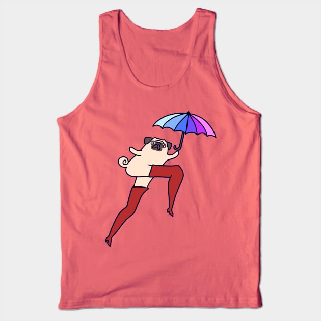 Umbrella Pug with Long Legs Tank Top by saradaboru